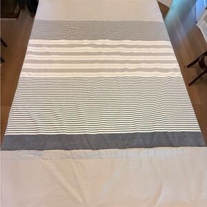 Pottery Barn Teen Neutral Stripe Duvet Cover in White and Gray